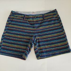 Merona Shorts Women's Navy Multicolor Bright Striped Print Cotton Size 6